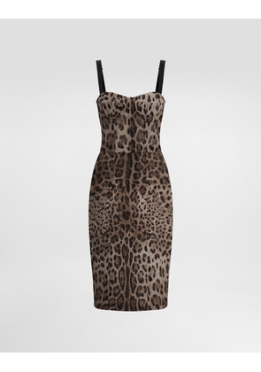 Dolce & Gabbana Tulle Midi Bustier Dress With Leopard Print - Woman Dresses Animal Print 38