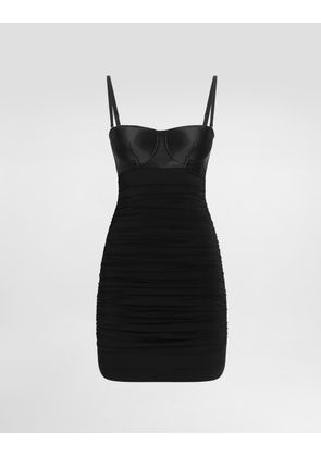 Dolce & Gabbana Short Organzine Corset Dress With Draping - Woman Black 36