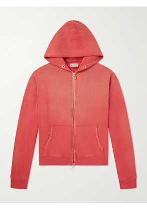 KAPITAL - Distressed Cotton-Jersey Zip-Up Hoodie - Men - Red - 2