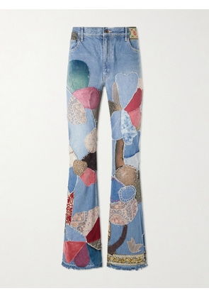 KAPITAL - Rat Flared Patchwork Frayed Jeans - Men - Blue - UK/US 30