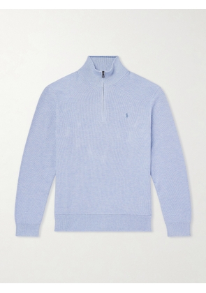Polo Ralph Lauren - Logo-Embroidered Mesh-Knit Cotton Half-Zip Sweater - Men - Blue - XS