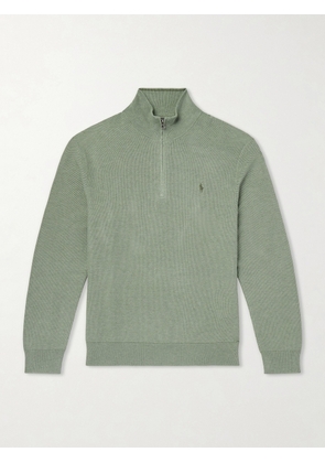 Polo Ralph Lauren - Logo-Embroidered Mesh-Knit Cotton Half-Zip Sweater - Men - Green - S