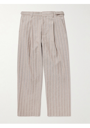 NN07 - Kay 10058 Wide-Leg Pleated Herringbone Organic Cotton-Blend Suit Trousers - Men - Brown - UK/US 28
