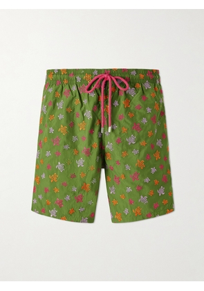 Vilebrequin - Mistral Embroidered Straight-Leg Swim Shorts - Men - Green - S