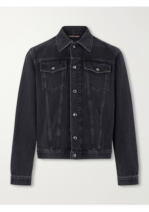 Canali - Leather-Trimmed Denim Jacket - Men - Black - IT 46