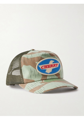 Cherry Los Angeles - Eagle Logo-Appliquéd Canvas and Mesh Baseball Cap - Men - Green