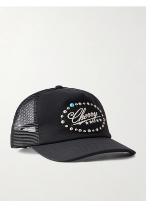 Cherry Los Angeles - 6 Star Logo-Embroidered Studded Canvas and Mesh Baseball Cap - Men - Black