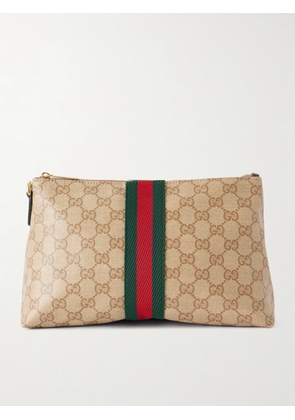 Gucci - GG Supreme-Jacquard Webbing-Trimmed Canvas Pouch - Men - Neutrals