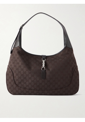 Gucci - Jackie 1961 GG Supreme-Jacquard Leather-Trimmed Canvas Tote Bag - Men - Brown