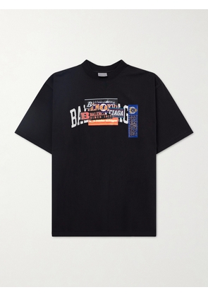 Balenciaga - Printed Cotton-Jersey T-Shirt - Men - Black - M