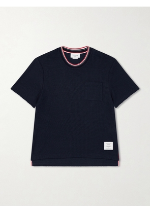 Thom Browne - Pointelle-Knit Cotton and Linen-Blend T-Shirt - Men - Blue - 1