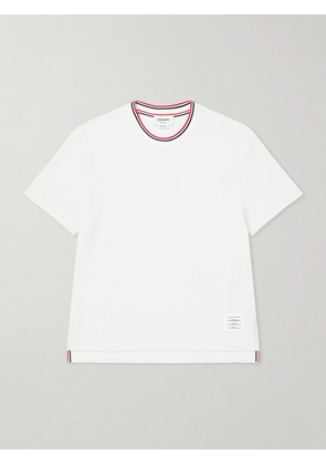 Thom Browne - Pointelle-Knit Cotton and Linen-Blend T-Shirt - Men - White - 1
