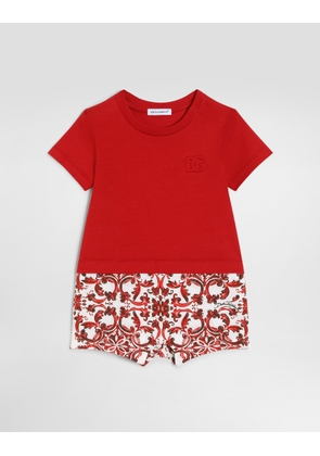Dolce & Gabbana Majolica-print Jersey Romper - Man Gift Sets And Babygrows Multi-colored 0/3 Months
