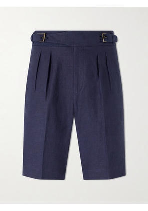 Anderson & Sheppard - Gurkha Straight-Leg Wool-Blend Shorts - Men - Blue - UK/US 30