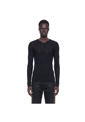 Semi-Sheer V-Neck Jumper