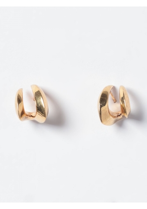 PANCONESI Asymmetrical Metal Dangle Earring with Engraved Logo