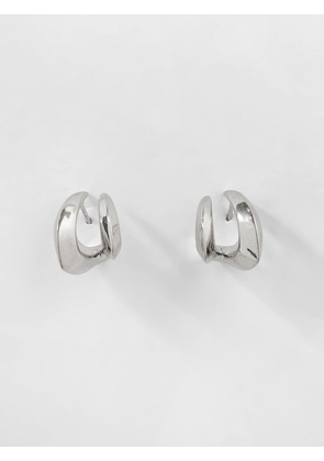 PANCONESI Asymmetrical Metal Dangle Earring with Engraved Logo