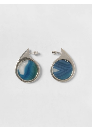 PANCONESI Teardrop Pendant Earrings in Metal with Agate Stones