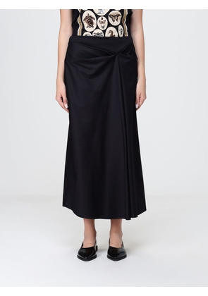 MAX MARA Draped A-Line Midi Skirt in Cotton With a Concealed Back Zip