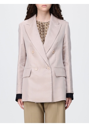 MAX MARA Elegant Double-Breasted Silk Blazer With Lapels and Flap Pockets