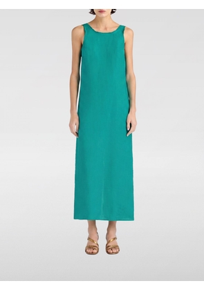MOMONÌ A-Line Linen Midi Dress with Off-the-Shoulder Design and Back Slit
