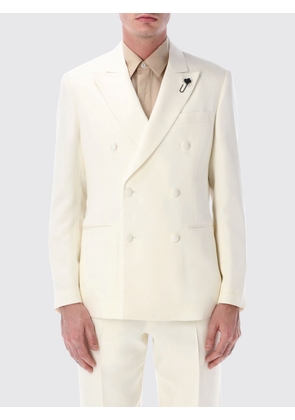 LARDINI Double-Breasted Blazer in Viscose and Silk with Peak Lapels