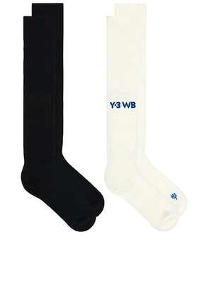 Adidas by Wales Bonner x Y-3 Football Socks in Off White & Black - White. Size XL/1X (also in XS, S, M, L).
