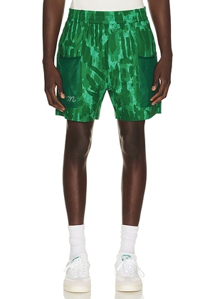 Malbon x Golf & Bass Club Mesh Basket Pocket Short in Divot Camo Jungle - Green. Size M (also in S, L, XL/1X).