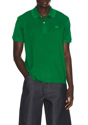 Lacoste Runway Classic Fit Silk Pique Polo Shirt in Roquette - Green. Size S (also in M).