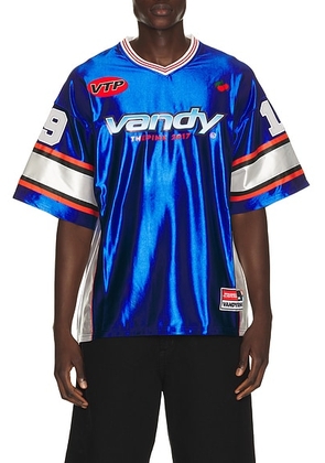 VANDYTHEPINK Cherry Football Jersey in Blue - Blue. Size S (also in XS, M, L, XL/1X).