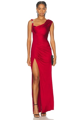 VERSACE Draped Gown in Lipstick Red - Red. Size 38 (also in ).