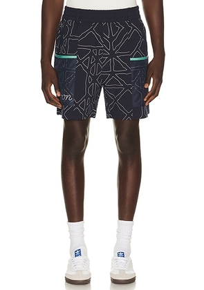 Malbon Mesh Basket Shorts in Midnight - Green. Size L (also in S, M, XL/1X).