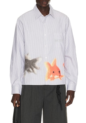 VANDYTHEPINK Goldfish Button Down Shirt in Grey - Grey. Size L (also in XS, S, M, XL/1X).