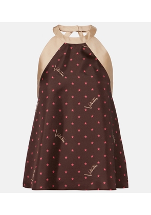 Valentino Printed halterneck silk twill top
