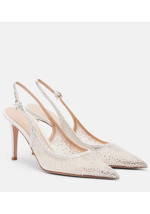 Gianvito Rossi Regina embellished leather slingback pumps