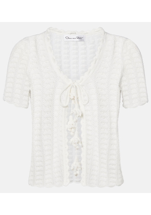 Oscar de la Renta Pointelle cotton and silk cardigan