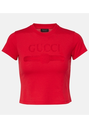 Gucci Logo cropped cotton-blend jersey T-shirt