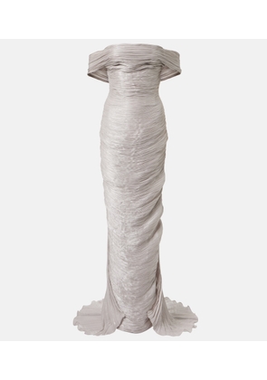 Marmar Halim Off-shoulder pleated bustier gown