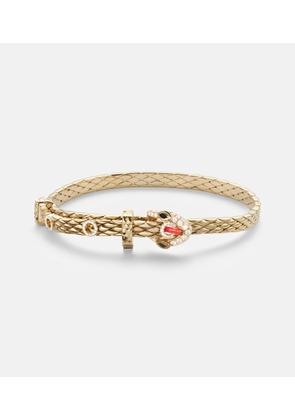 Yvonne Leon Python Mini 9kt gold bracelet with diamonds and enamel