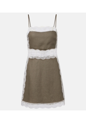 Staud Amalina lace-trimmed linen minidress