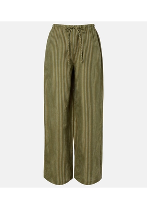 Staud Mateo pinstripe linen wide-leg pants