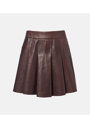 Nour Hammour Pleated leather miniskirt