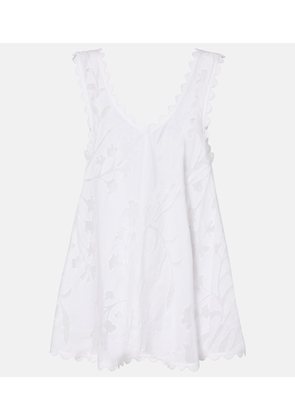 Juliet Dunn Embroidered scalloped cotton minidress