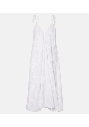 Juliet Dunn Embroidered scalloped cotton midi dress