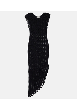 Loulou de Saison Malena asymmetric scalloped crochet midi dress