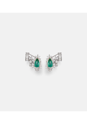 Yeprem Reign Supreme 18kt yellow and white gold earrings with diamonds and emerald