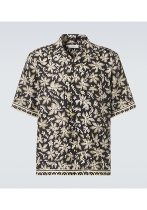 Commas Printed cotton and silk bowling shirt