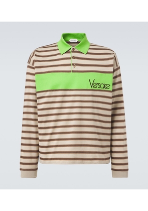Versace Striped cotton jersey polo shirt