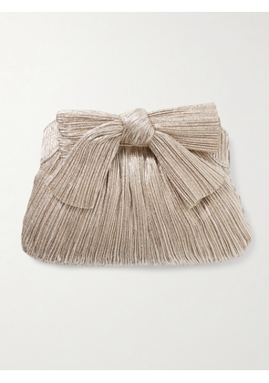 Loeffler Randall - Rayne Bow-embellished Plissé-lamé Clutch - Gold - One size