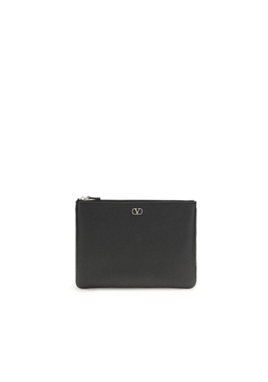 Valentino Garavani Black Calf Leather Bos Taurus Clutch Bag